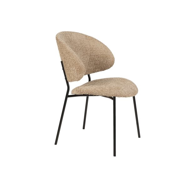 dining chair Alexis beige boucle and black metal legs