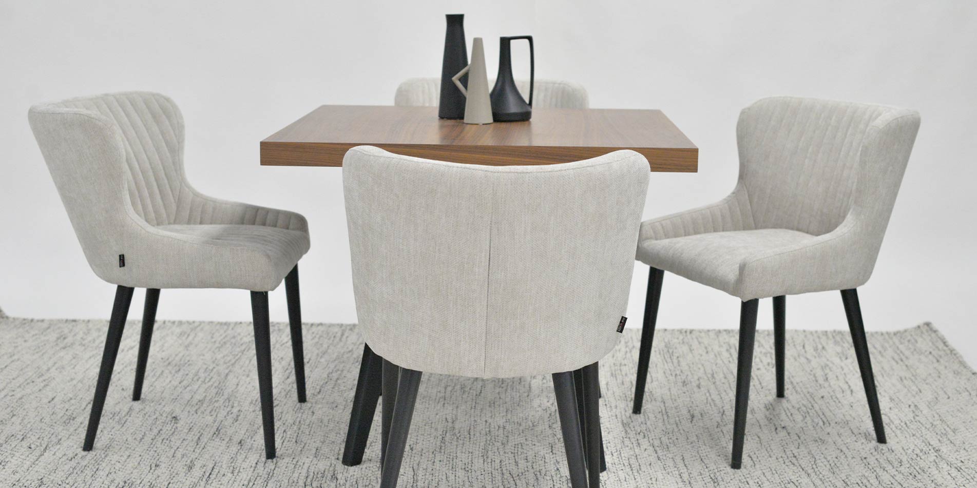 dining chair bjanka with black wooden legs and beige upholstery