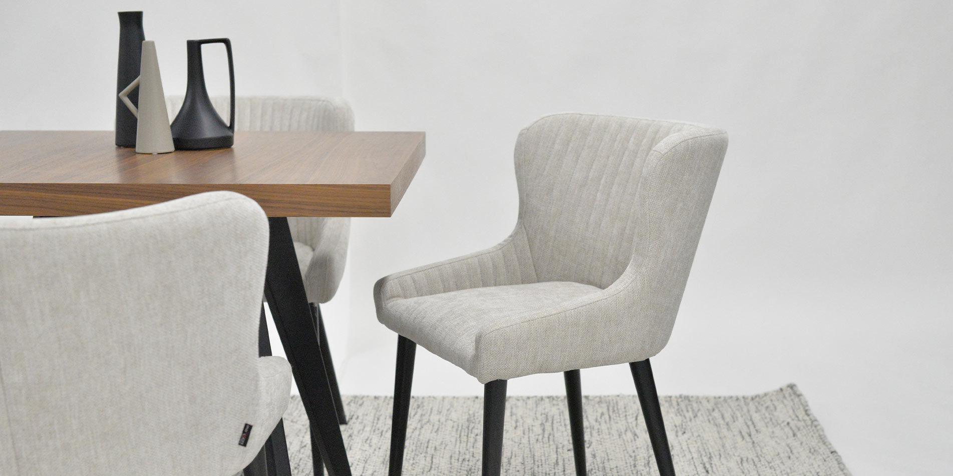 dining chair bjanka with black wooden legs and beige upholstery