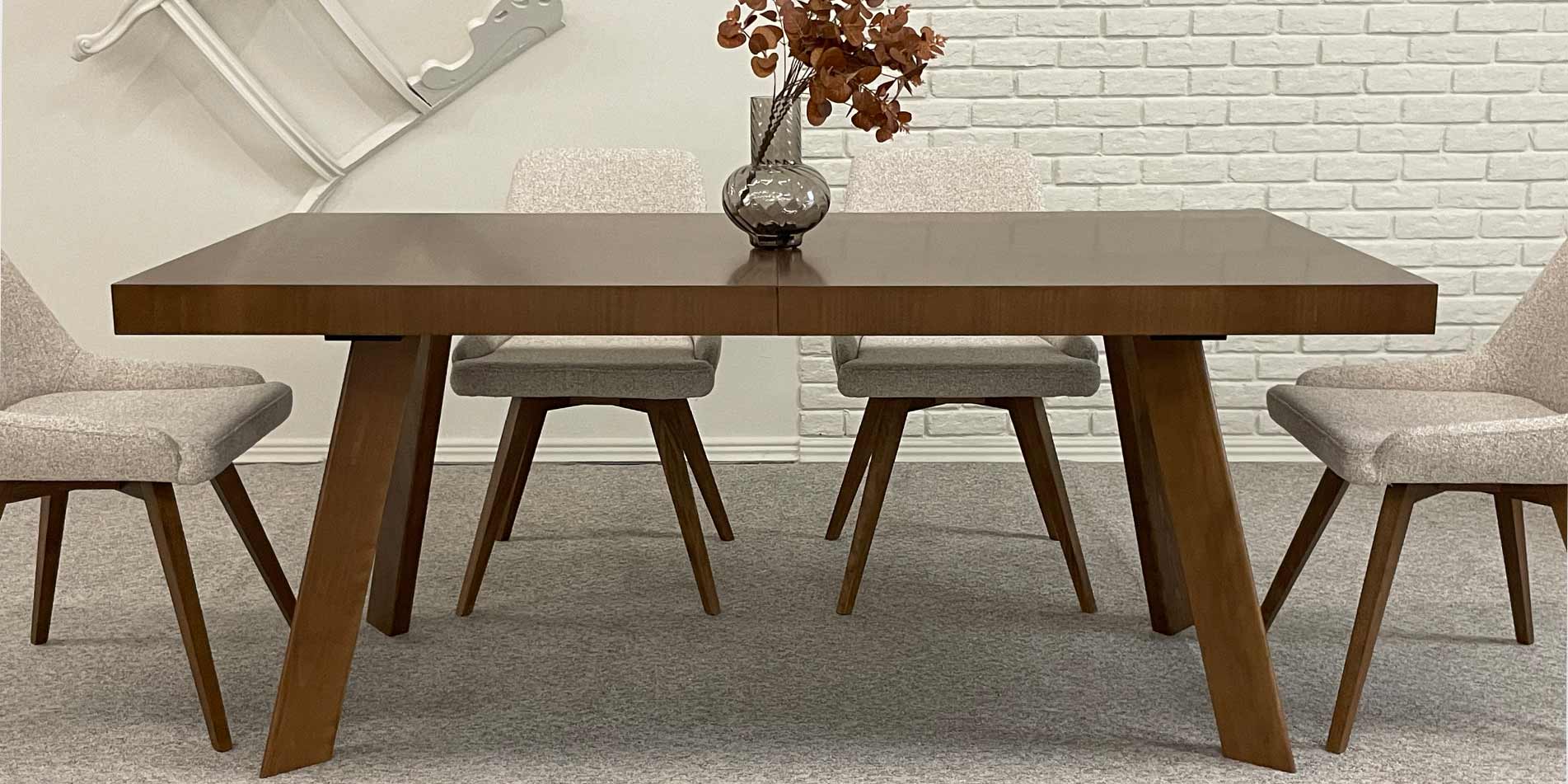 Dining table Vega by Mahagoni Furniture in oak wood and beige dining chairs