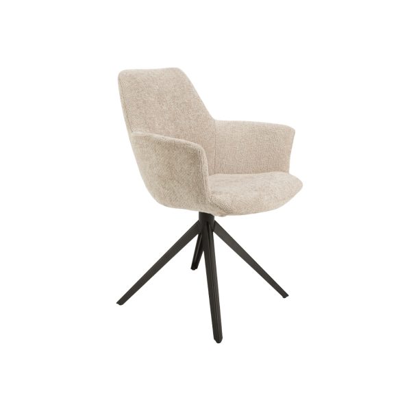 Dining armchair Asya in beige with steel legs