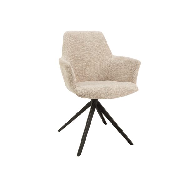 Dining armchair Asya in beige with steel legs