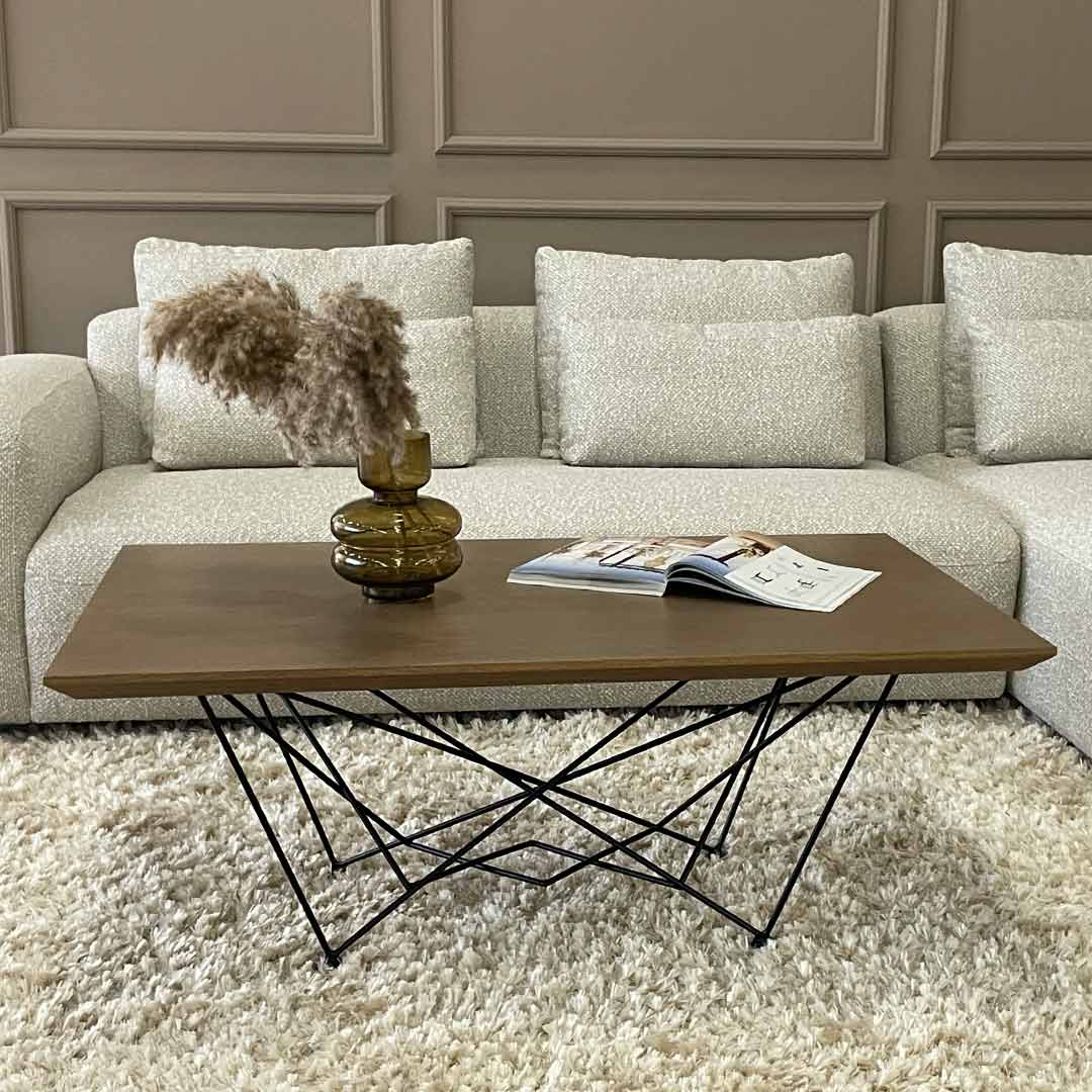 Sofa so klub masa Orion so dab plotna i crni isprepleteni metalni