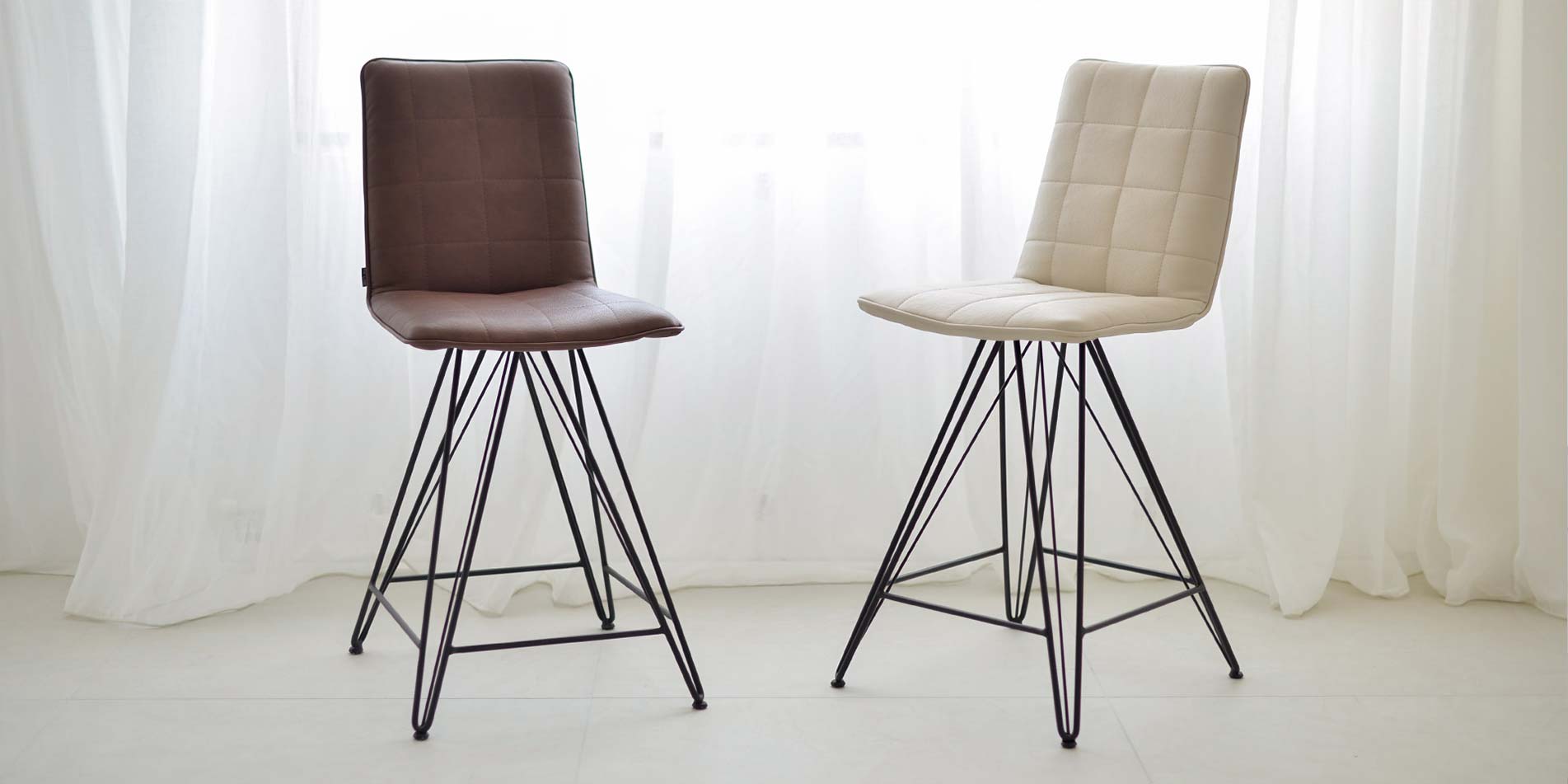 Bar chairs for kitchen counter with metal legs