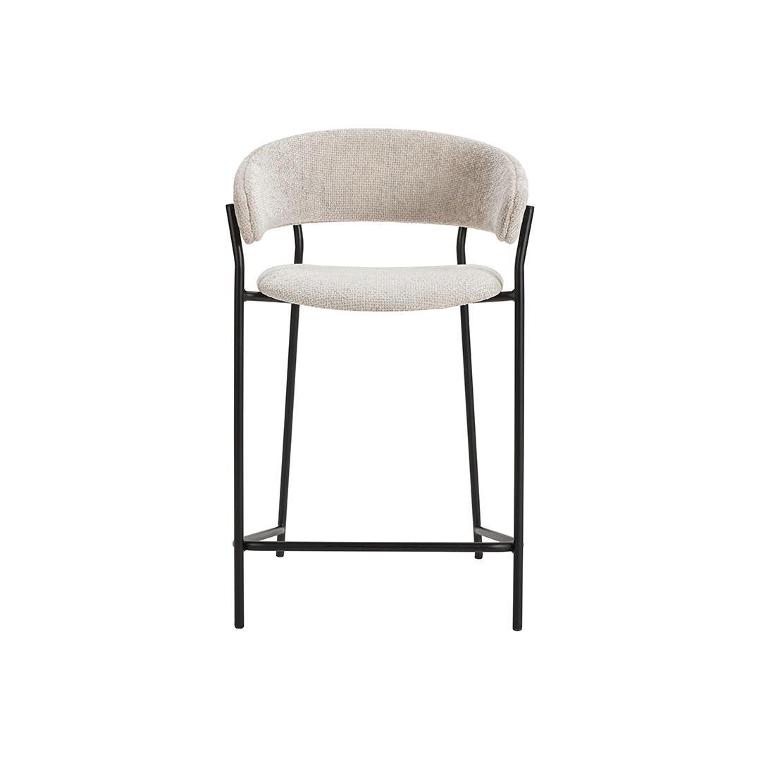 Барска столица Амели со крем мебел штоф од штоф карта Phantom 9245 и црн метал.