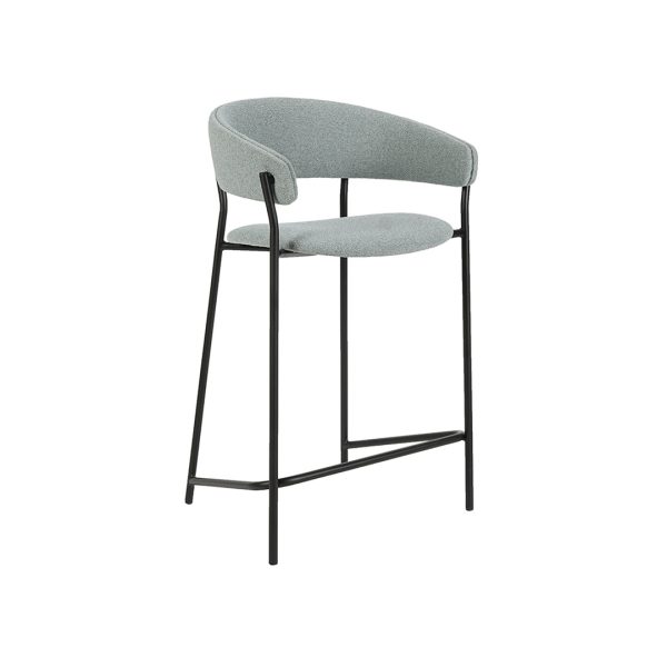 Bar chair Amelie in mint upholstery and black metal.