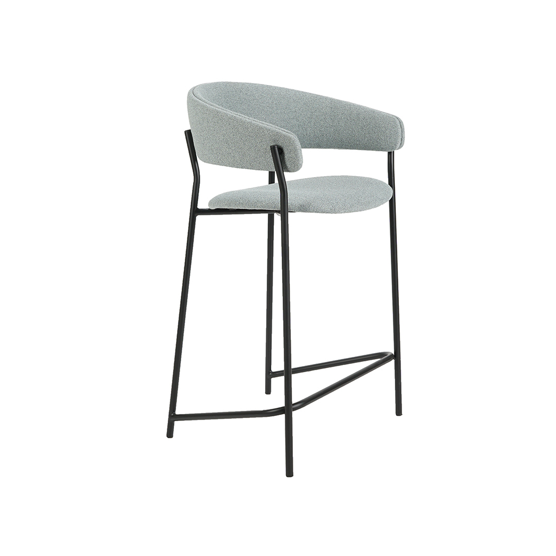 Bar chair Amelie in mint upholstery and black metal.
