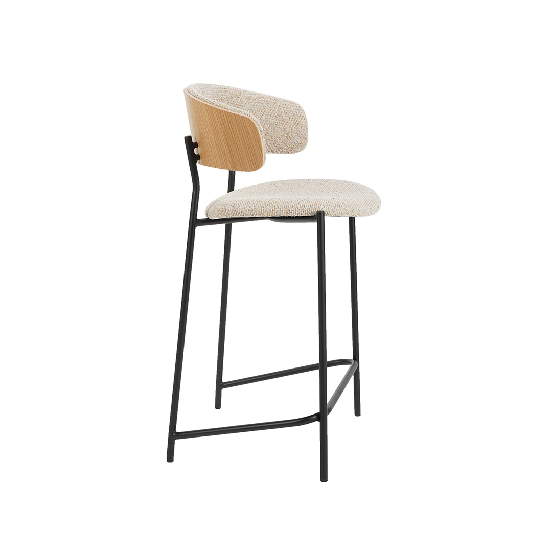 Bar chair Molly in oak and beige upholstery