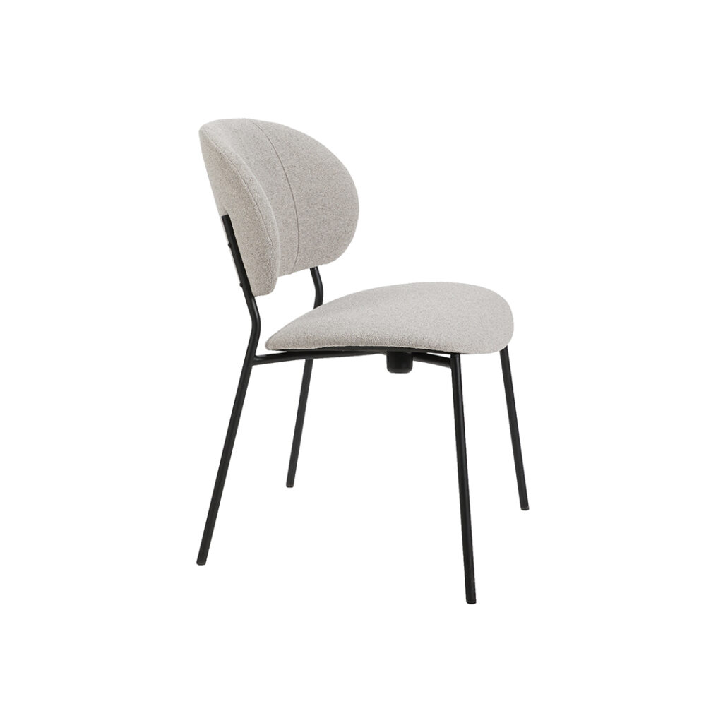 dining chair Stackable in grey upholstery and black metal