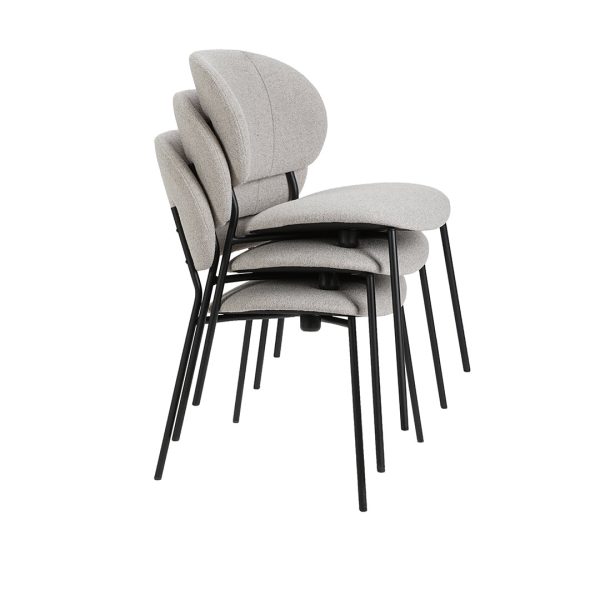 Three stackable chair with metal legs