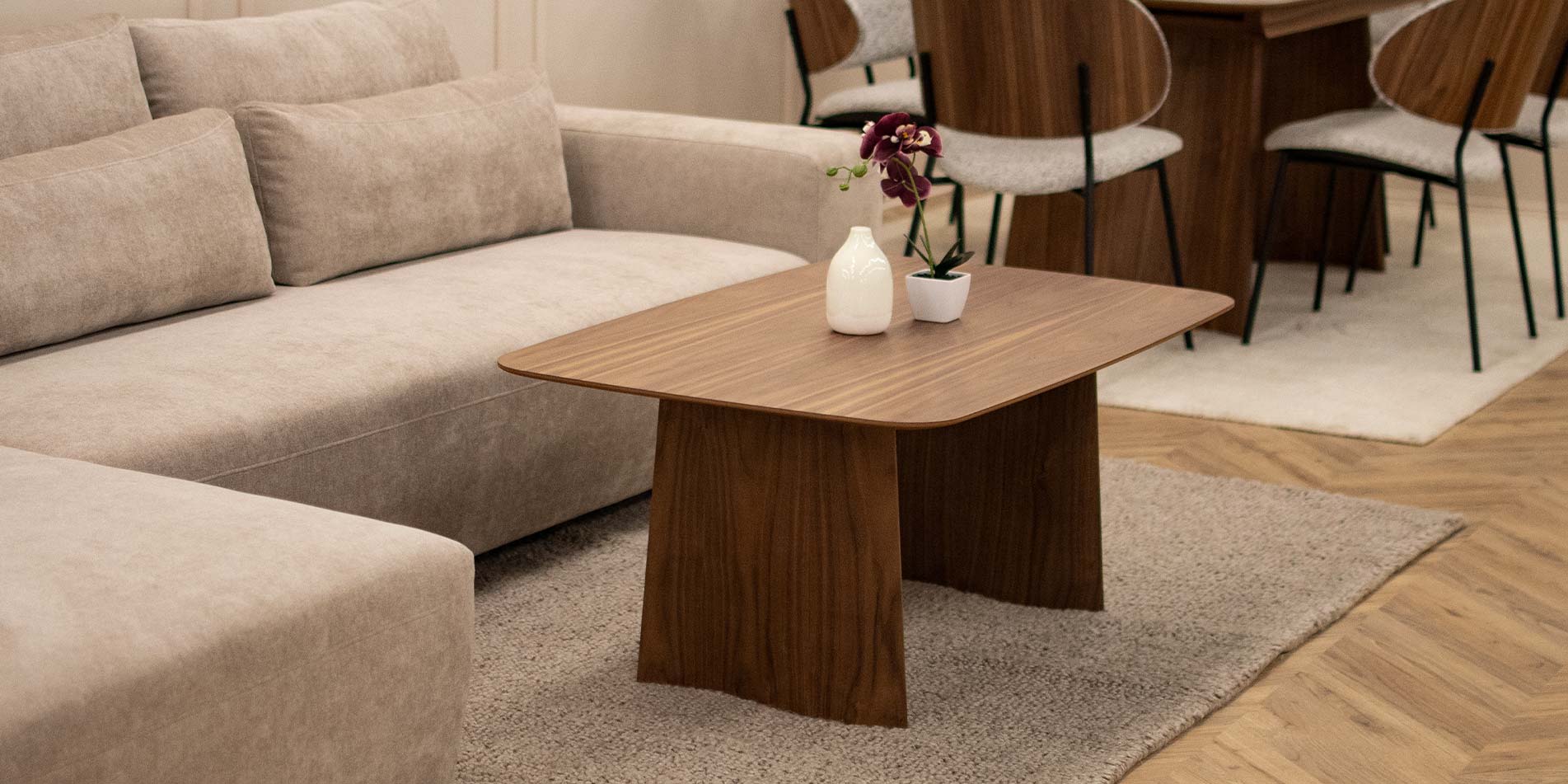Coffee table from MDF walnut
