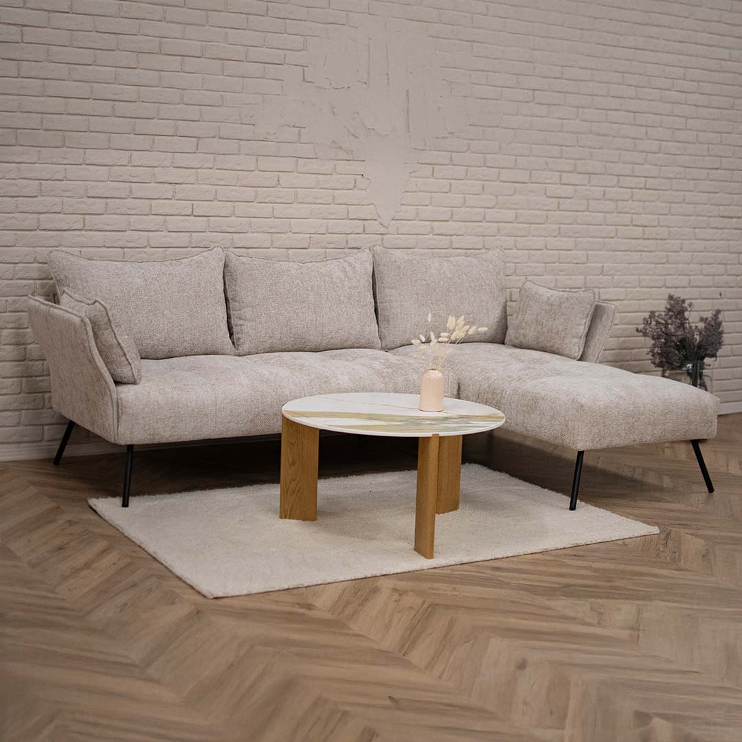 аголна гарнитура Сиенна 260/165 см десен агол во мебел штоф Phantom 9245